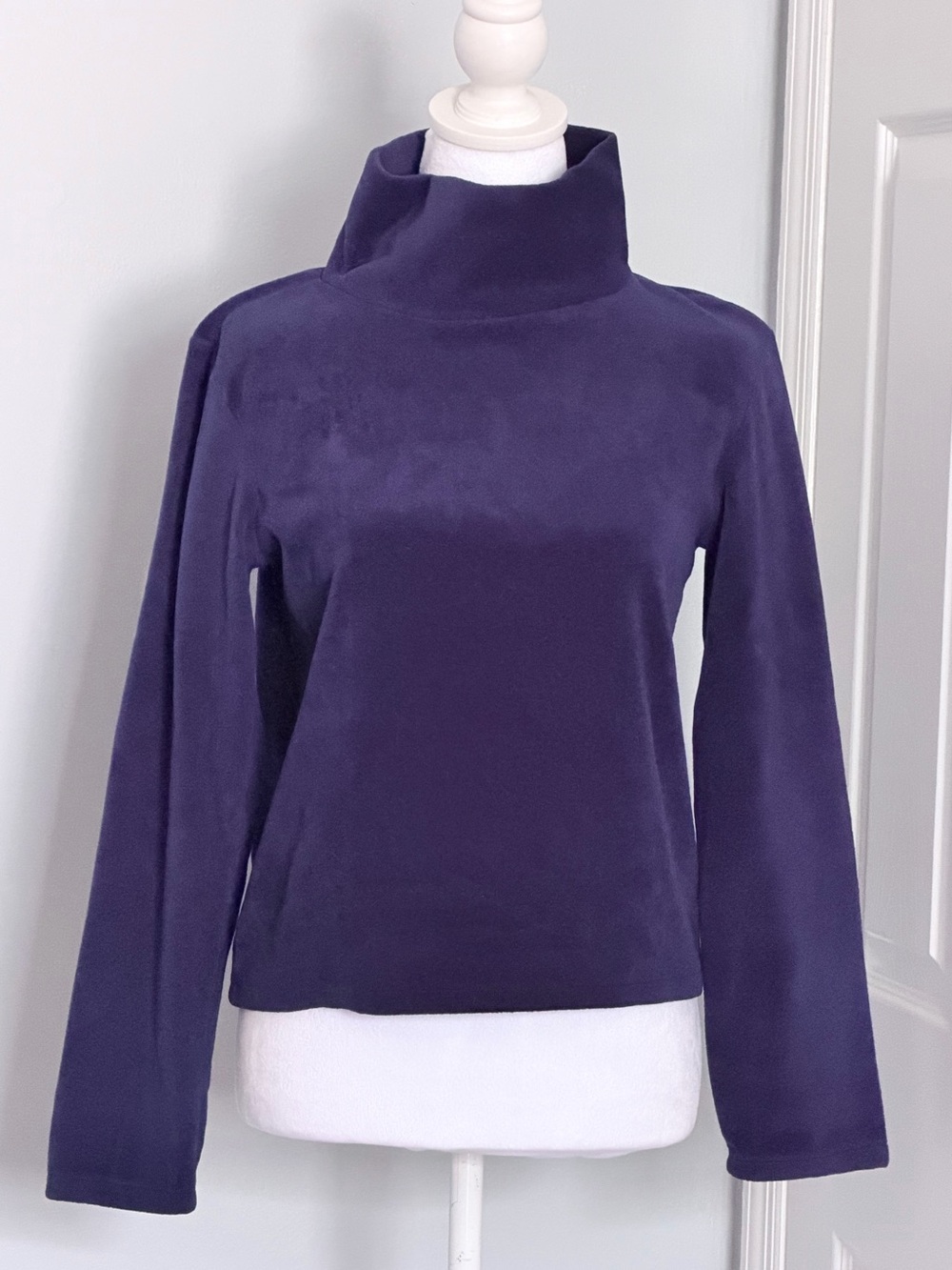 Banana Republic Navy Fleece Mock Neck Pullover Top Size Small